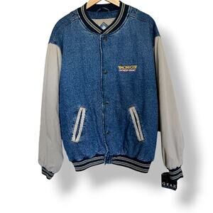 VTG 90's Gear for Sports Monroe Sensatrac Denim Bomber Jacket Sz XL